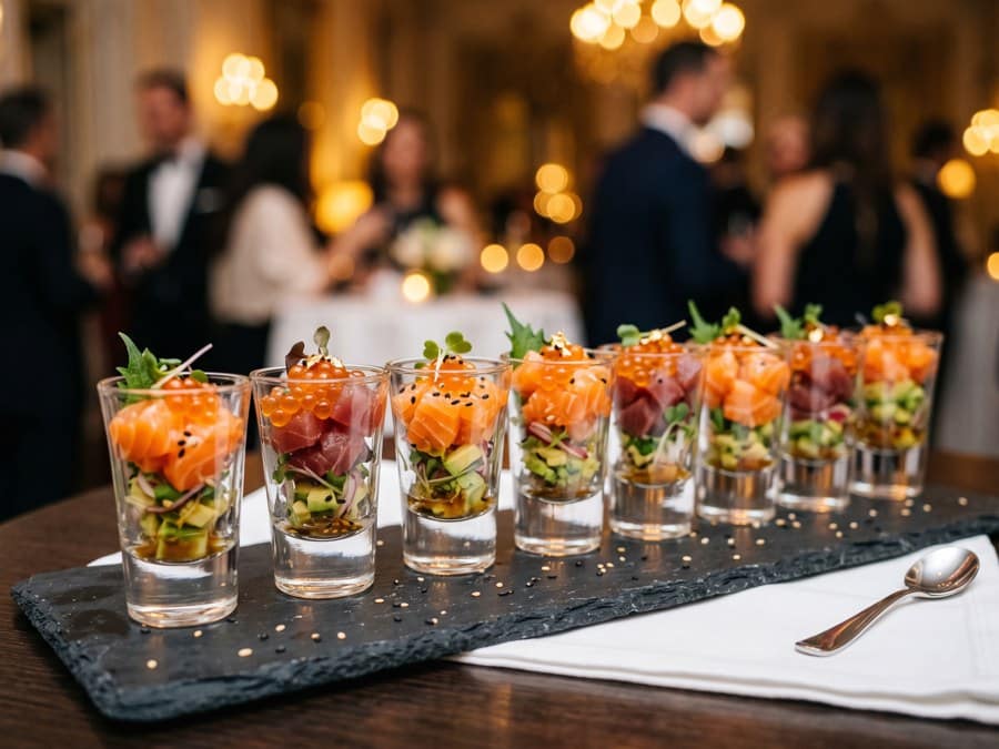 Fusion Cocktail Silver ซูชิเสิร์ฟในแก้ว shot glass สวยหรู